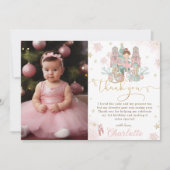 Nutcracker Winter Onederland 1st Birthday Photo サンキューカード (正面)