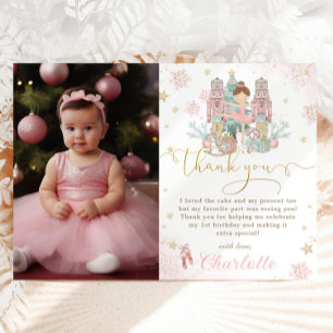 Nutcracker Winter Onederland 1st Birthday Photo サンキューカード