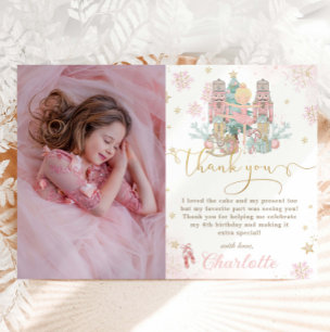 Nutcracker Winter Onederland 1st Birthday Photo サンキューカード
