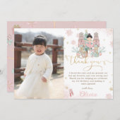 Nutcracker Winter Onederland 1st Birthday Photo サンキューカード (正面/裏面)