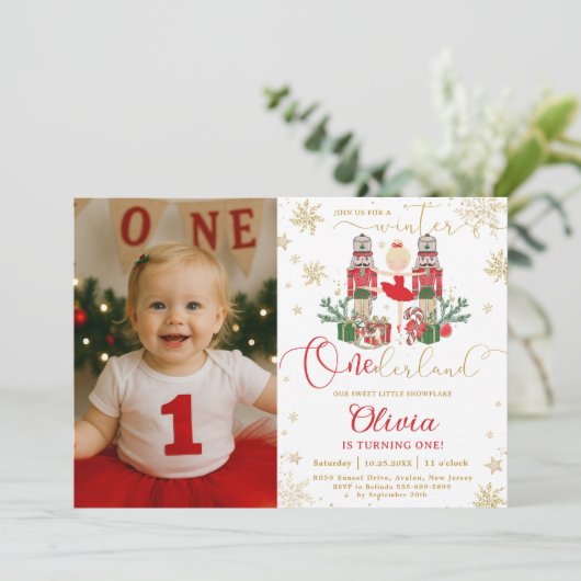 Nutcracker Winter Onederland 1st Birthday Photo 招待状 (スタンド正面)
