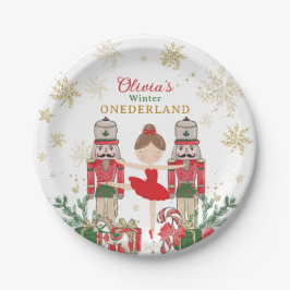 Nutcracker Winter Onederland 1st Birthday Red ペーパープレート