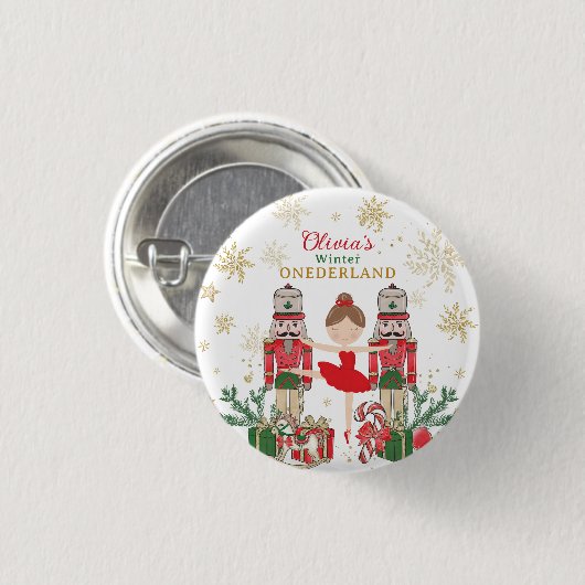 Nutcracker Winter Onederland 1st Birthday Red 缶バッジ (正面&裏面)