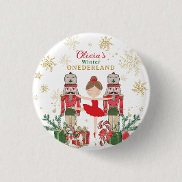 Nutcracker Winter Onederland 1st Birthday Red 缶バッジ