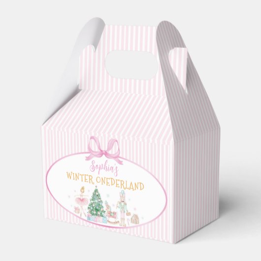 Nutcracker Winter Onederland Pink Bow Birthday フェイバーボックス (裏面サイド)