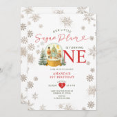 Nutcracker Winter Snowflakes 1st Birthday Party 招待状 (正面/裏面)