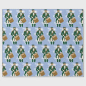 🎁 Nutcracker Wrapping Paper Froted Blue & Gold 🎁 ラッピングペーパー (フラット)