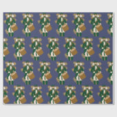 🎁 Nutcracker Wrapping Paper Navy Blue & Gold 🎁 ラッピングペーパー (フラット)