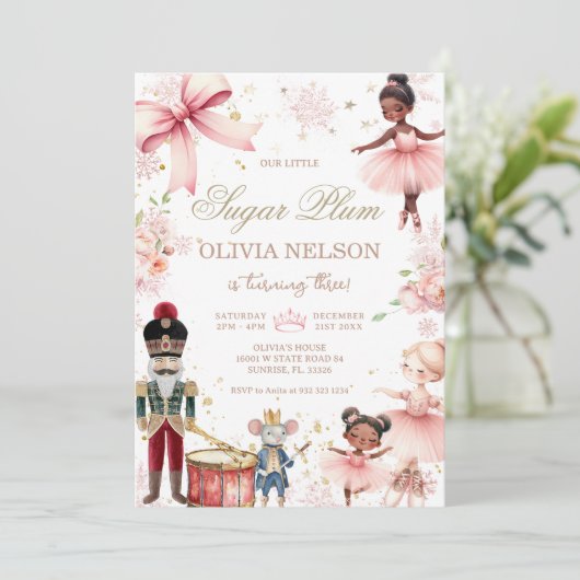  Nutcraker Sugar Plum Fairy Winter Birthday 招待状 (スタンド正面)