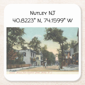 Nutley NJ Map Coordinates 1906ヴィンテージスタイル スクエアペーパーコースター