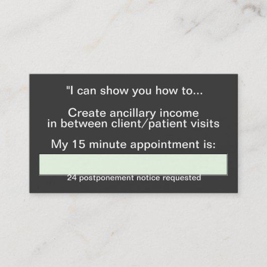 NutraMetrixのコンサルタントのアポイントメントカード 予約カード (正面)