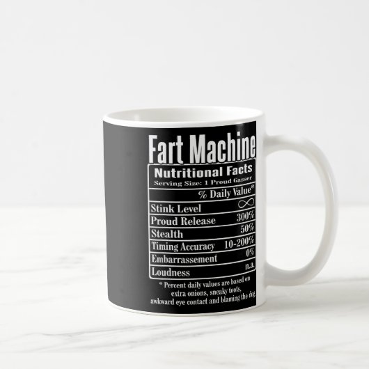 Nutrion Facts Fartマシンパパジョークおもしろいファリング コーヒーマグカップ (右)