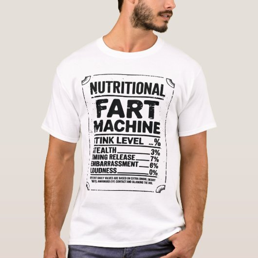 Nutrion Facts Fartマシンパパジョークおもしろいファリング Tシャツ (正面)