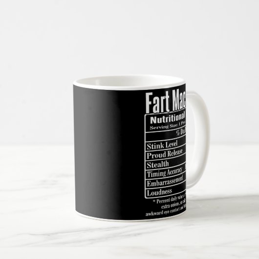 Nutrion Facts Fart Machine Dad Jokes Funny Farting コーヒーマグカップ (正面右)