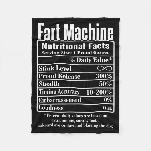 Nutrion Facts Fart Machine Dad Jokes Funny Farting フリースブランケット (正面)