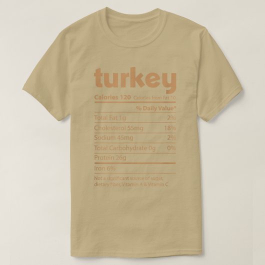 Nutritional Facts for Turkey, Funny Custom Thanksg Tシャツ (デザイン正面)