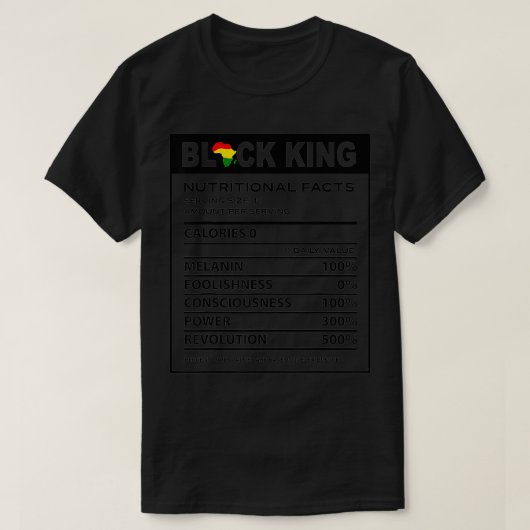 Nutritional Facts Juneteenth 1865 Black King  Tシャツ (デザイン正面)