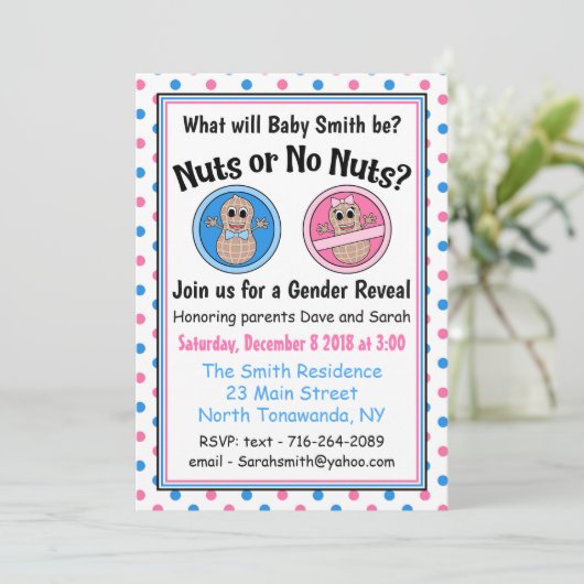 NutsまたはNo Nuts性別による招待の表示 招待状 (スタンド正面)