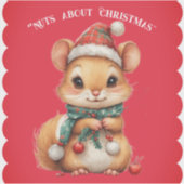 Nuts About Christmas Playful Squirrel Winter Dress シール (正面)