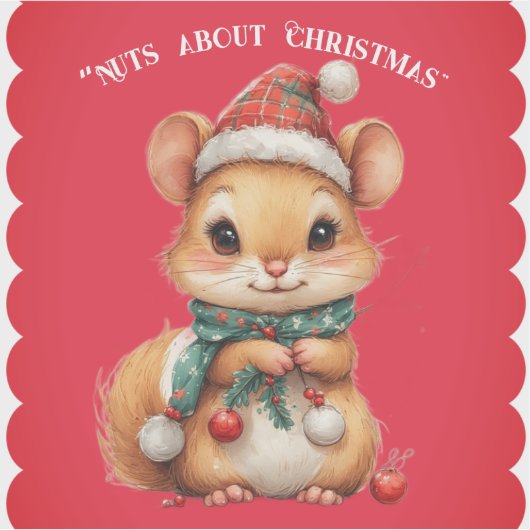 Nuts About Christmas Playful Squirrel Winter Dress シール (正面)