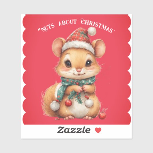 Nuts About Christmas Playful Squirrel Winter Dress シール (シート)