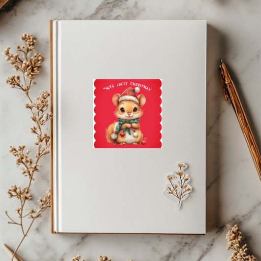 Nuts About Christmas Playful Squirrel Winter Dress シール