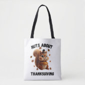 Nuts About Pie – Cute Yarn Squirrel Thanksgiving  トートバッグ (正面)
