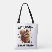Nuts About Pie – Cute Yarn Squirrel Thanksgiving  トートバッグ (裏面)