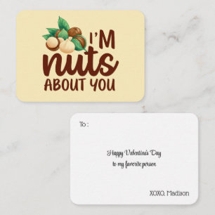 Nuts About You おもしろい Pun Cute Valentine's Day ノートカード