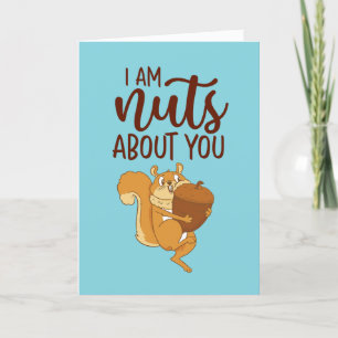 Nuts About You おもしろい Squirrel Pun's Valentine シーズンカード
