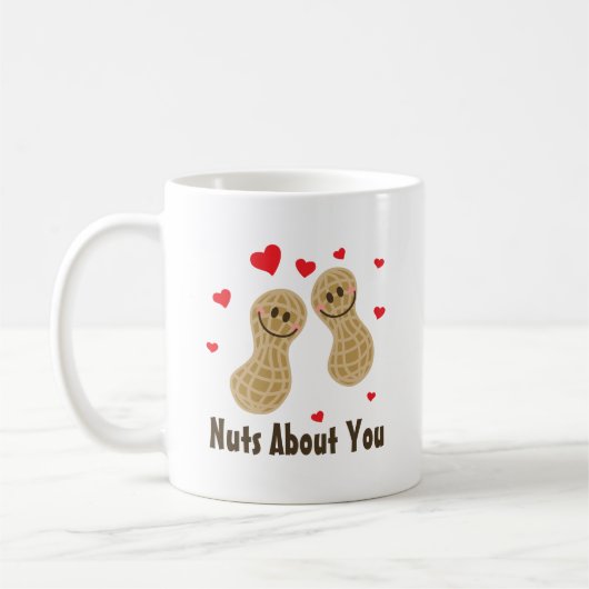 Nuts About You Cute Peanuts Food Pun Moumous Carto コーヒーマグカップ (左)