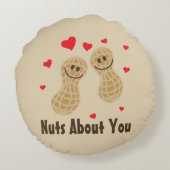Nuts About You Cute Peanuts Food Pun Moumous Carto ラウンドクッション (裏面)
