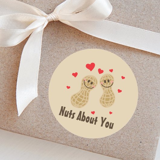 Nuts About You Cute Peanuts Food Pun Moumous Carto ラウンドシール