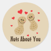 Nuts About You Cute Peanuts Food Pun Moumous Carto ラウンドシール (正面)