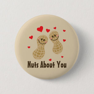 Nuts About You Cute Peanuts Food Pun Moumous Carto 缶バッジ