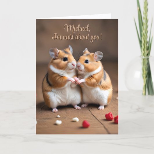 Nuts about You Hamster Happy Valentine's Card カード (正面)