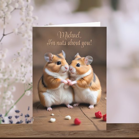 Nuts about You Hamster Happy Valentine's Card カード