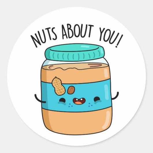 Nuts About You Peanutバタおもしろいープン ラウンドシール (正面)