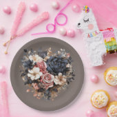 Nutshellブラウンネイビーピンク白シャワー ペーパープレート (パーティー)