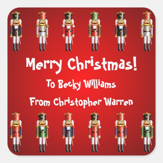 Nuttyくるみ割り玩具兵士の陸軍漫画 スクエアシール (正面)