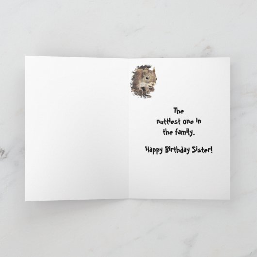 Nuttyシスターおもしろい誕生日リス・カード カード (内部)
