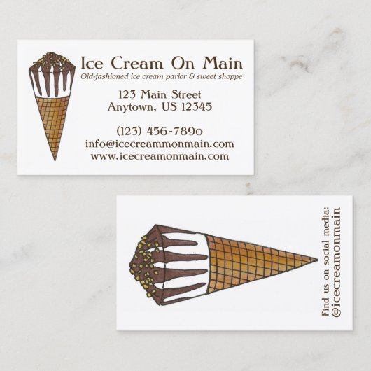 Nutty Buddyチョコレートアイスクリームスイートショップコーン 名刺 (正面/裏面)