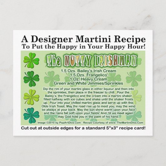 Nutty Irishman St. Patrick's Day Martiniカード ポストカード (正面)