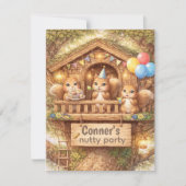 Nutty Squirrel Party Digital Download Invitation 招待状 (正面)