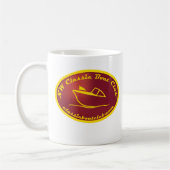 NWのクラシックなボートクラブ金ゴールド/赤いロゴのマグ コーヒーマグカップ (左)