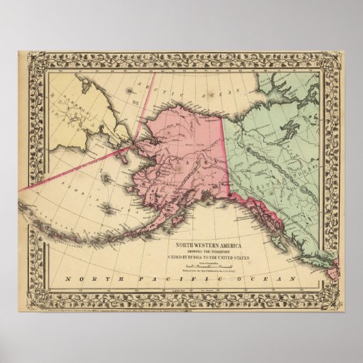 NWアメリカの地図バイミッチェル ポスター (正面)