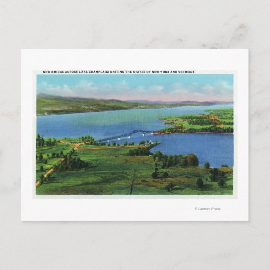 NYとVTを接続する新しいブリッジの空中表示 ポストカード (正面)