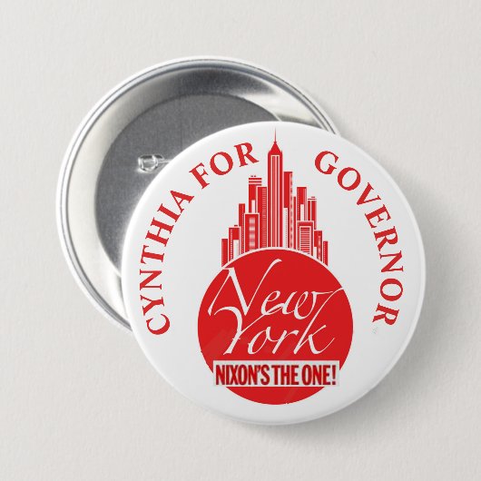 NYの知事のためのシンシアニクソン 缶バッジ