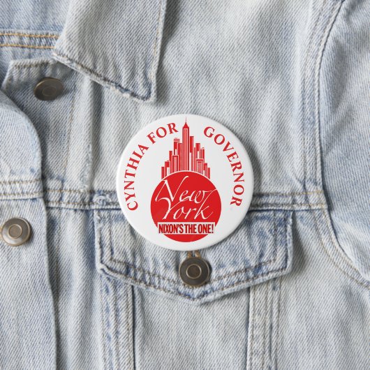 NYの知事のためのシンシアニクソン 缶バッジ (インサイチュ)