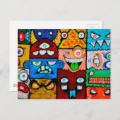 NYグラフィティ通りアート – かわいいモンスタ間抜けーズ ポストカード (正面/裏面)